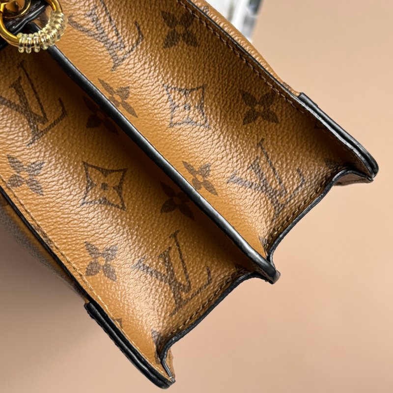 ::Louis Vuitton:: M43595 City Malle淺棕色花紋拼接黑色牛皮手提兩用包 斜背包-17