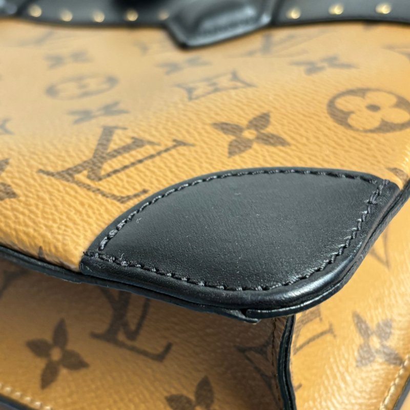 ::Louis Vuitton:: M43595 City Malle淺棕色花紋拼接黑色牛皮手提兩用包 斜背包-31