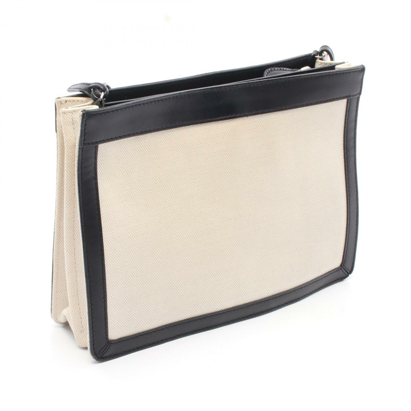 BALENCIAGA 海軍藍 Pochette 單肩包 339937 帆布皮革米色黑色二手-1