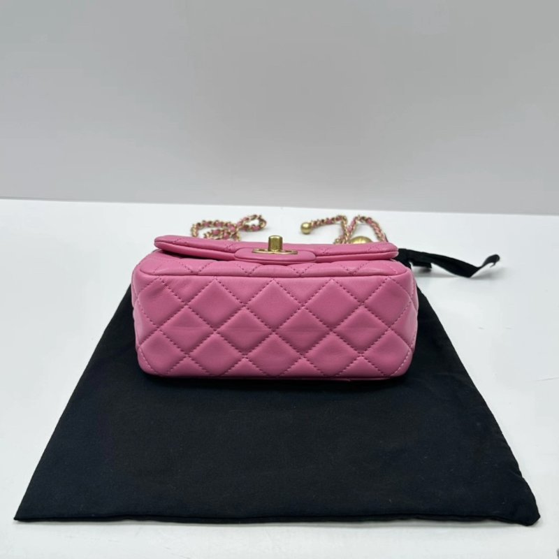 CHANEL 粉金金球方胖子肩背斜背包 18*12*7 99新配件塵袋保卡-2
