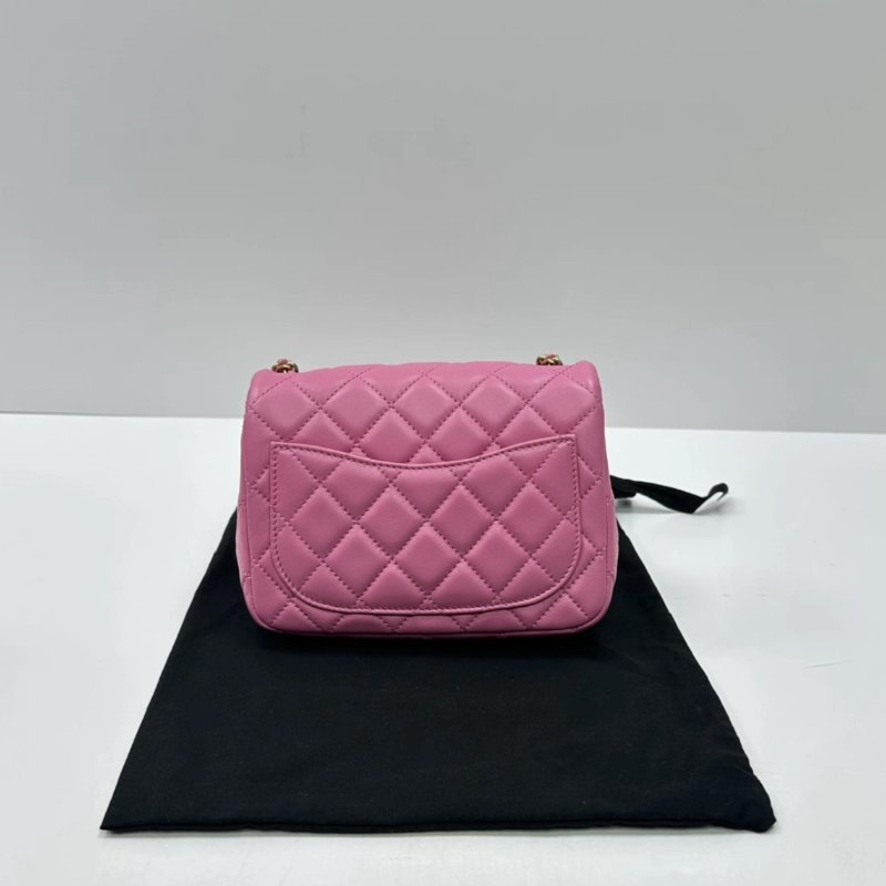 CHANEL 粉金金球方胖子肩背斜背包 18*12*7 99新配件塵袋保卡-4