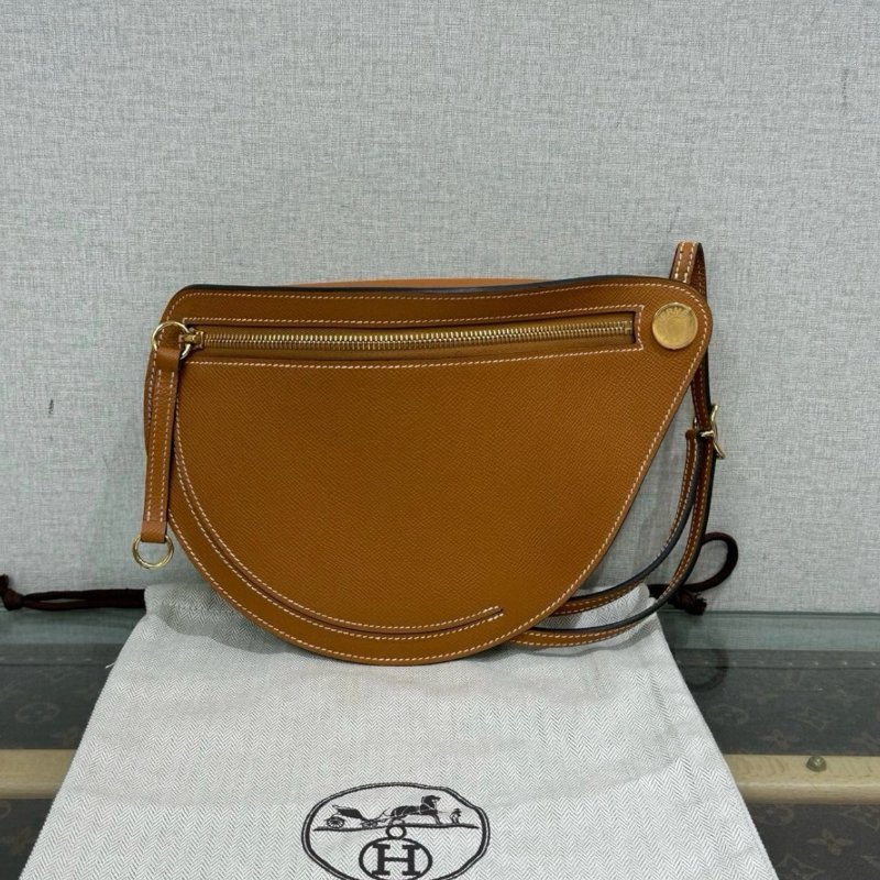 HERMES 金棕金扣course月亮馬鞍包 24*18 99新配件塵袋-0