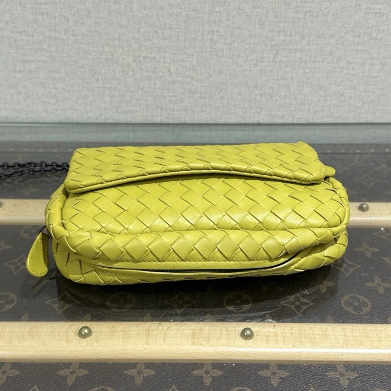 BV 編織黃色按扣開合肩背斜背包 19*11.5*6 98新配件塵袋-3