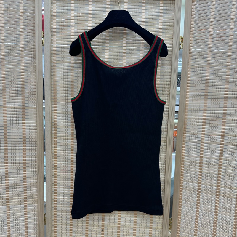 Gucci 女士 飾織帶羅紋棉背心 L碼 全新-1