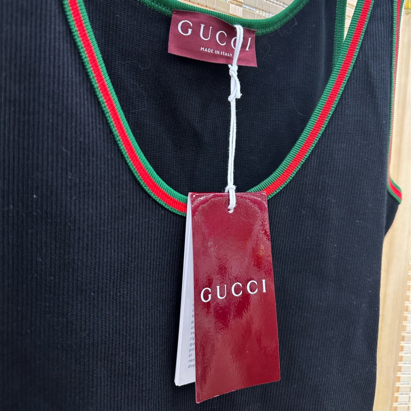 Gucci 女士 飾織帶羅紋棉背心 L碼 全新-2