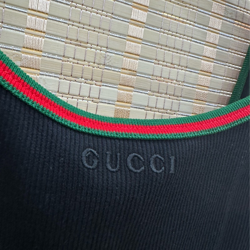 Gucci 女士 飾織帶羅紋棉背心 L碼 全新-3