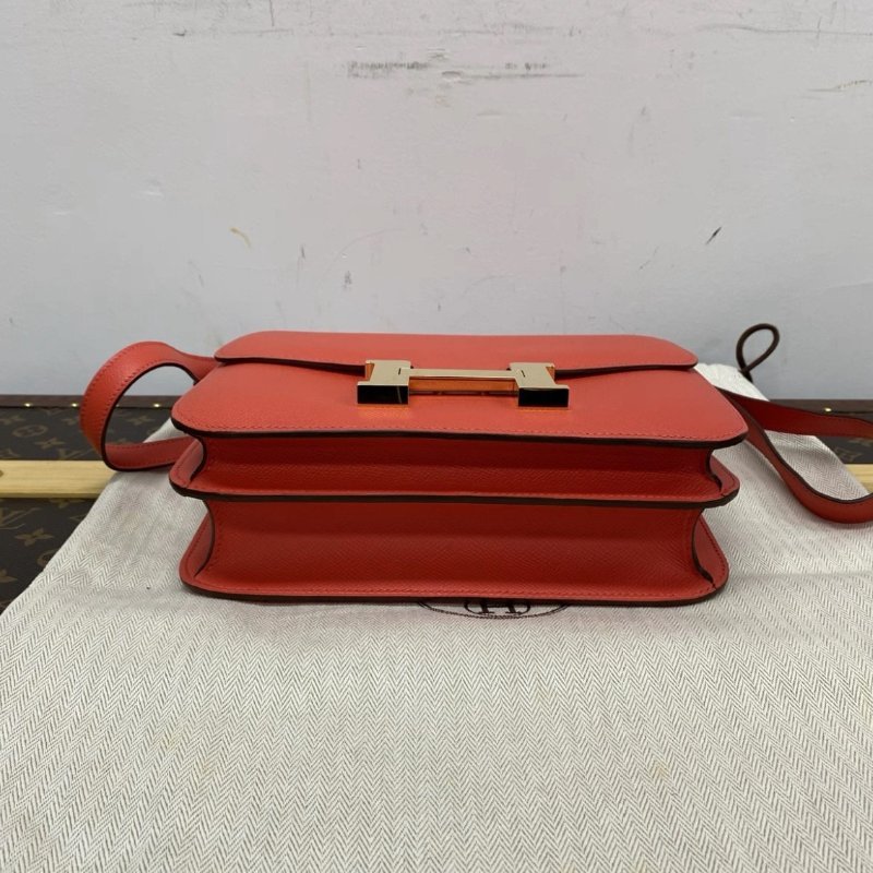 HERMES 康康24齋普洱色粉金扣肩背斜背包 24*18.5*6 98新配件盒子塵袋購證-2