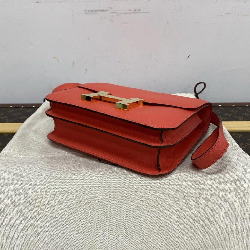 HERMES 康康24齋普洱色粉金扣肩背斜背包 24*18.5*6 98新配件盒子塵袋購證-3