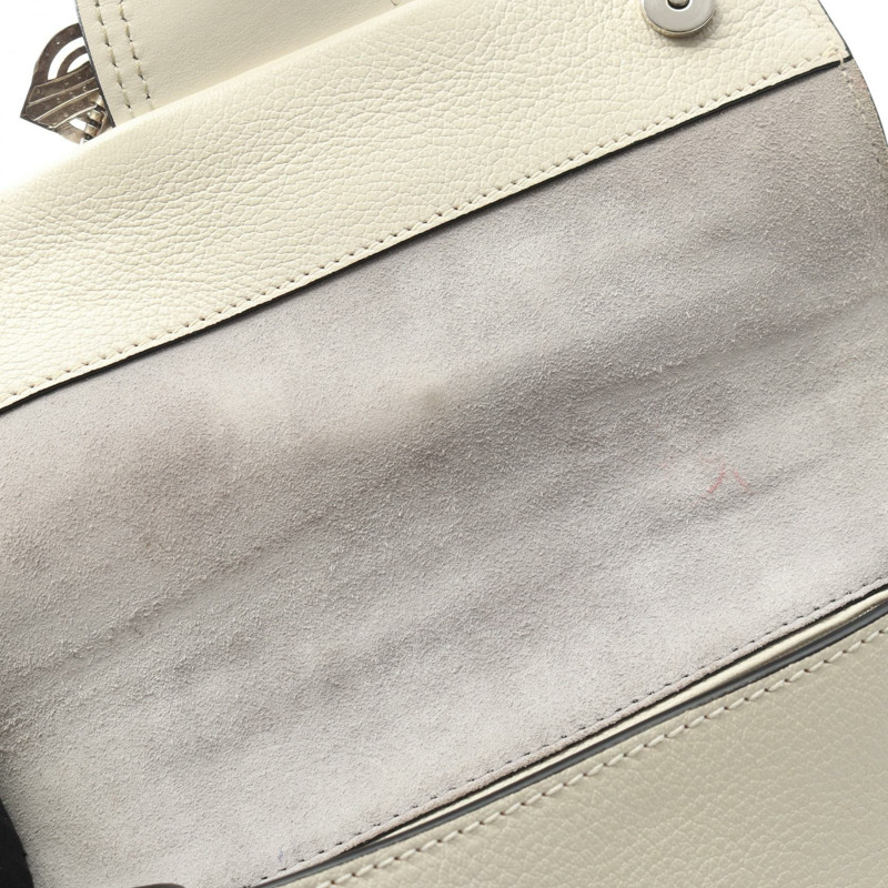 Miu Miu Madras 單肩包斜背包 5BH609 皮革 白色 二手 女士-5