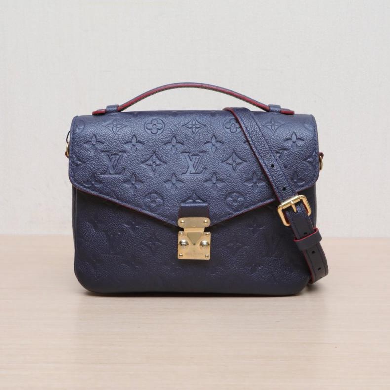 LOUIS VUITTON(路易威登) Metis Pochette 郵差包 墨藍色  金扣 2018 老花壓紋-0