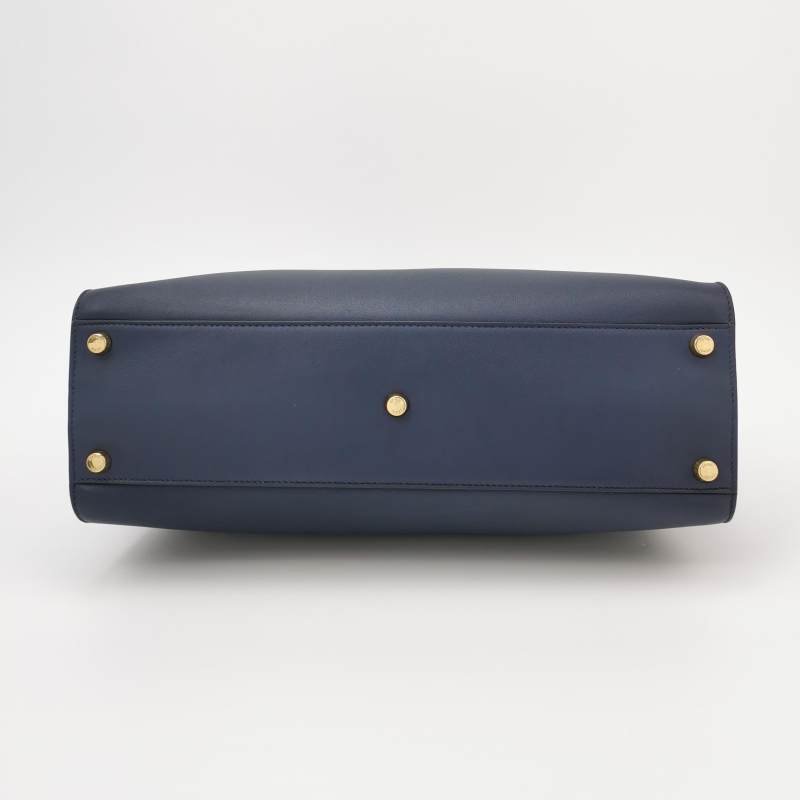 Fendi Peekaboo 躲貓貓 大號 牛皮 純色 扭鎖 手提包-5