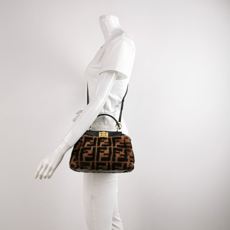 Fendi Peekaboo 躲貓貓 迷你 羊皮 雙F 老花 扭鎖 斜 斜背包 肩背包-1