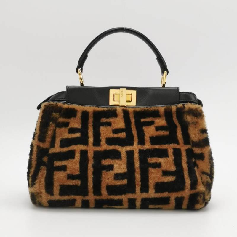 Fendi Peekaboo 躲貓貓 迷你 羊皮 雙F 老花 扭鎖 斜 斜背包 肩背包-2