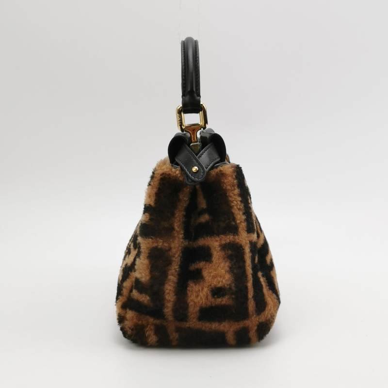 Fendi Peekaboo 躲貓貓 迷你 羊皮 雙F 老花 扭鎖 斜 斜背包 肩背包-3