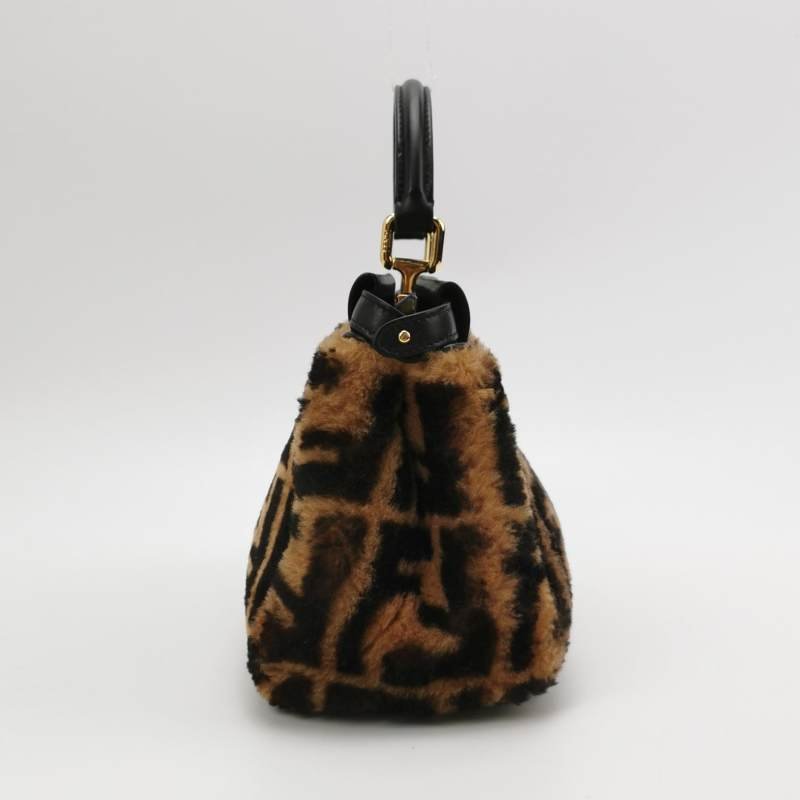 Fendi Peekaboo 躲貓貓 迷你 羊皮 雙F 老花 扭鎖 斜 斜背包 肩背包-4