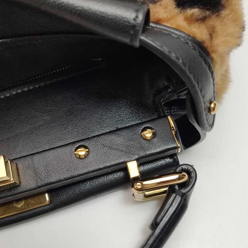 Fendi Peekaboo 躲貓貓 迷你 羊皮 雙F 老花 扭鎖 斜 斜背包 肩背包-8