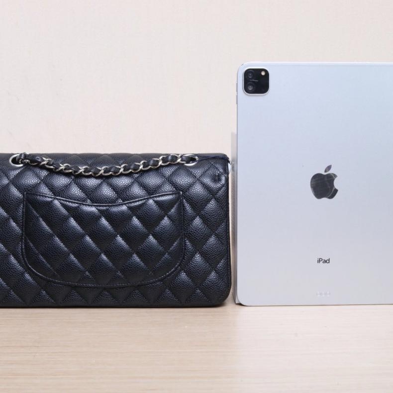 CHANEL(香奈兒) CF 口蓋包 中號 25.5cm 黑色 荔枝 28開 銀扣-2