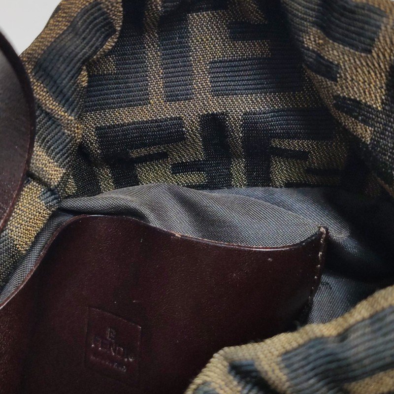 Fendi 牛皮 尼龍布 雙F 老花 手提包-10