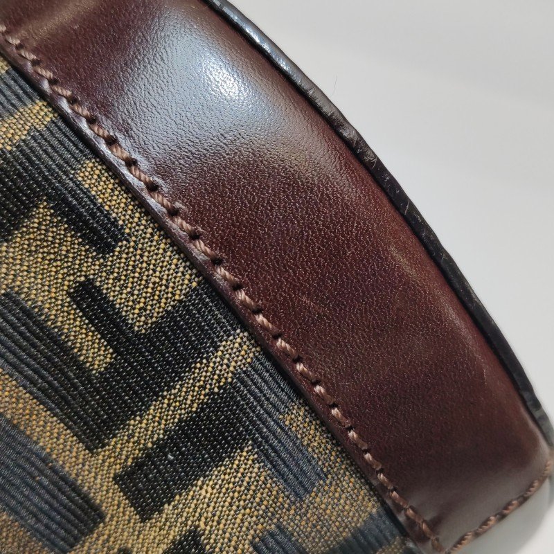 Fendi 牛皮 尼龍布 雙F 老花 手提包-13