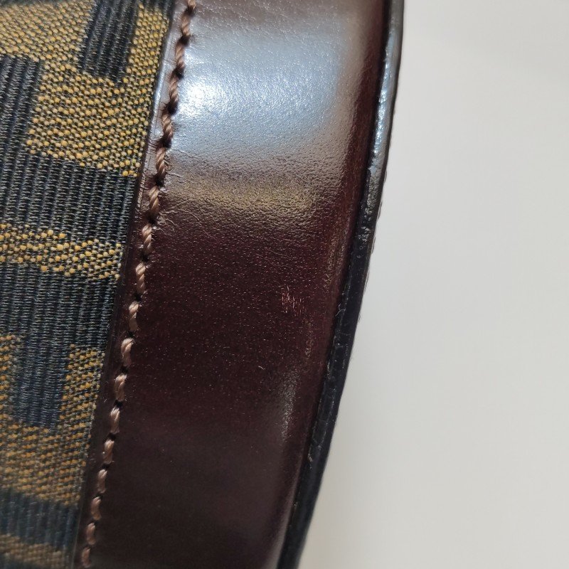 Fendi 牛皮 尼龍布 雙F 老花 手提包-14