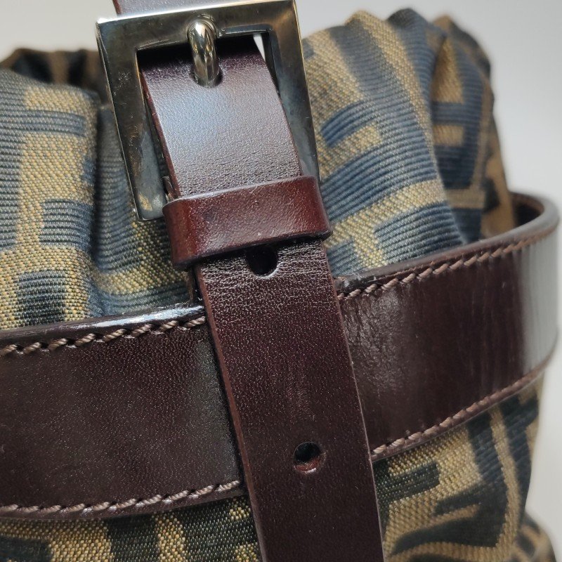 Fendi 牛皮 尼龍布 雙F 老花 手提包-17