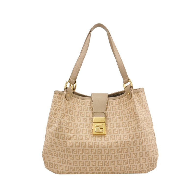 Fendi 牛皮 雙F 老花 金屬扣 單肩包-0