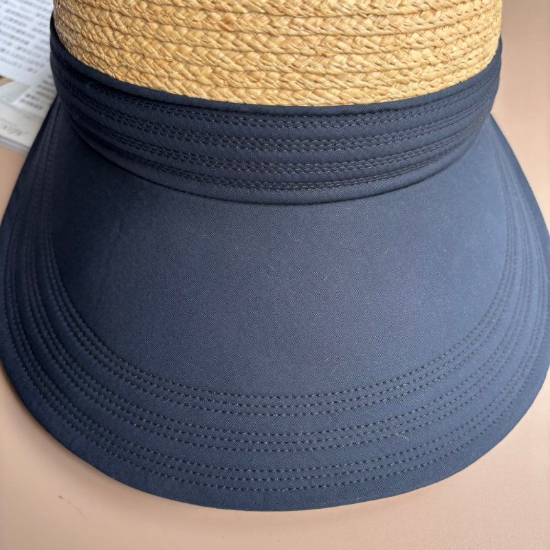 ::HERMES:: 愛馬仕 草編拼接棉質帽簷 鴨舌帽 遮陽帽 透氣款 防曬帽 高爾夫球帽 (58)-5
