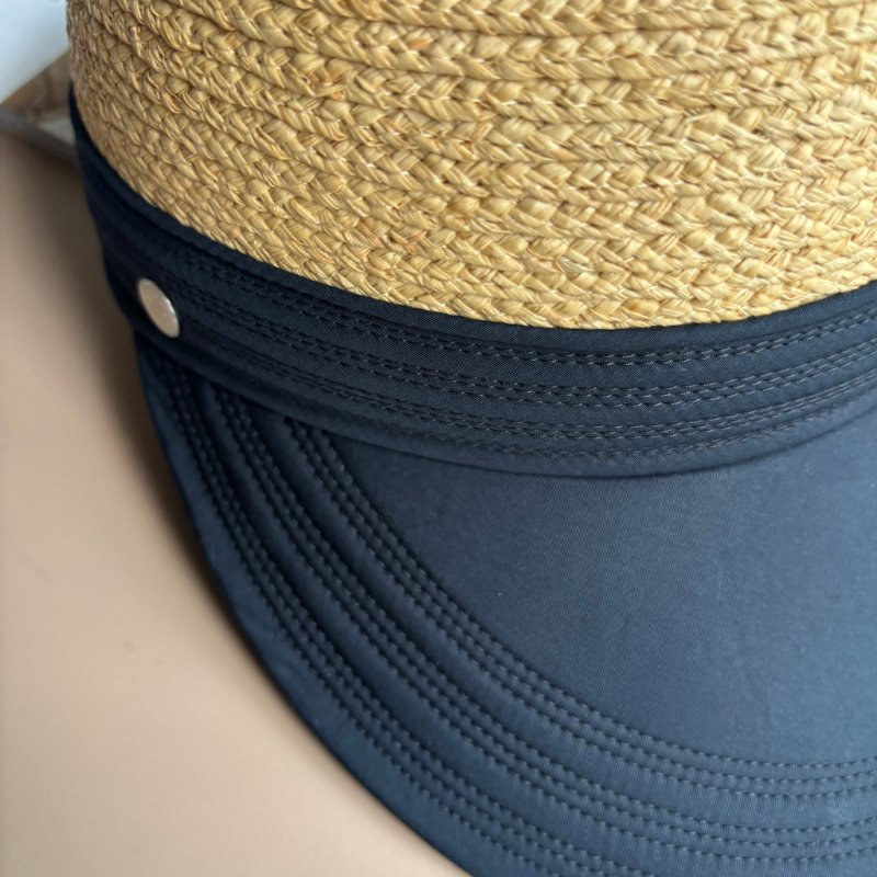 ::HERMES:: 愛馬仕 草編拼接棉質帽簷 鴨舌帽 遮陽帽 透氣款 防曬帽 高爾夫球帽 (58)-7