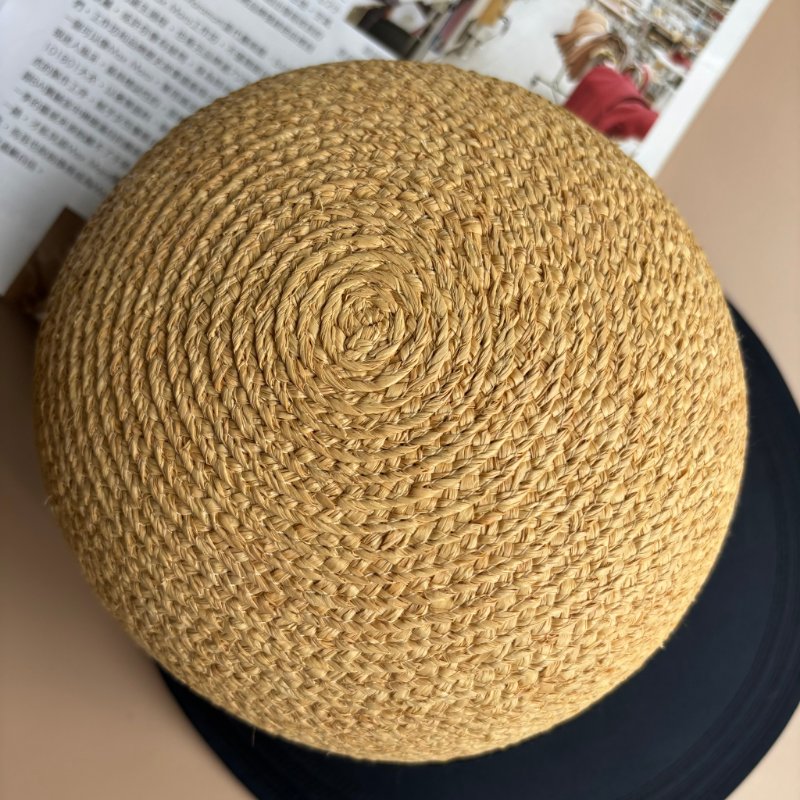 ::HERMES:: 愛馬仕 草編拼接棉質帽簷 鴨舌帽 遮陽帽 透氣款 防曬帽 高爾夫球帽 (58)-8