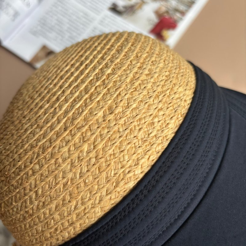 ::HERMES:: 愛馬仕 草編拼接棉質帽簷 鴨舌帽 遮陽帽 透氣款 防曬帽 高爾夫球帽 (58)-12