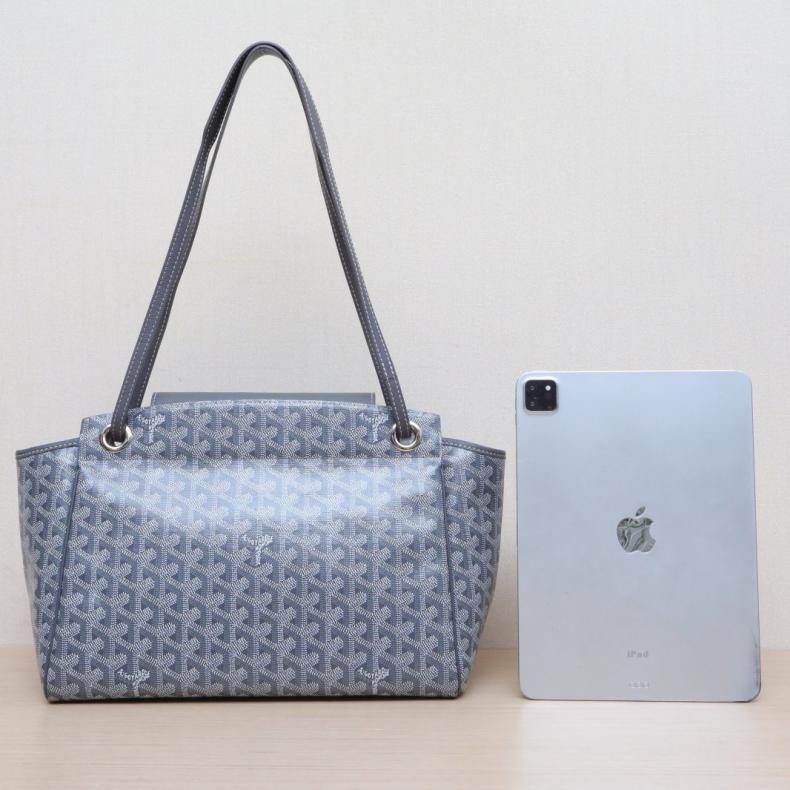 GOYARD(高雅德) Rouette 翻蓋 Tote 小號 31 灰色 PVC 銀扣-2