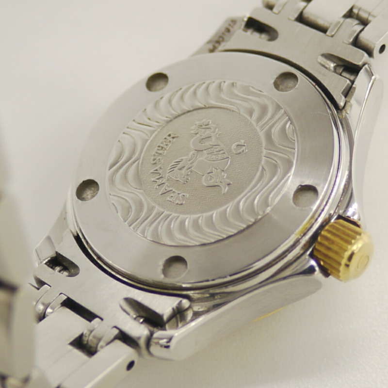 歐米茄海馬系列 120 女士石英腕錶,18K 金雙色藍色錶盤,196.1501-5