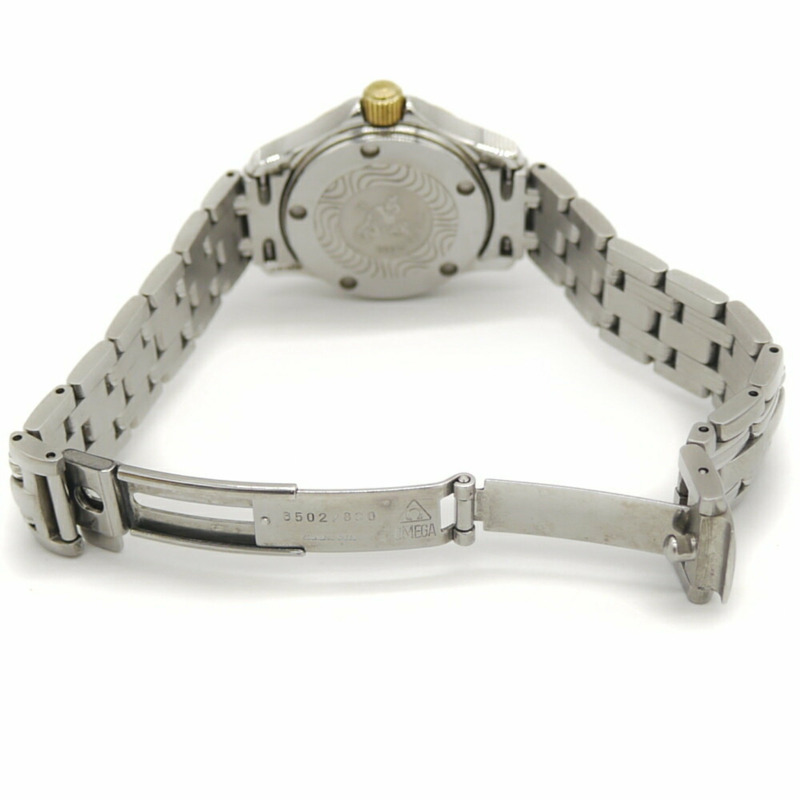 歐米茄海馬系列 120 女士石英腕錶,18K 金雙色藍色錶盤,196.1501-6