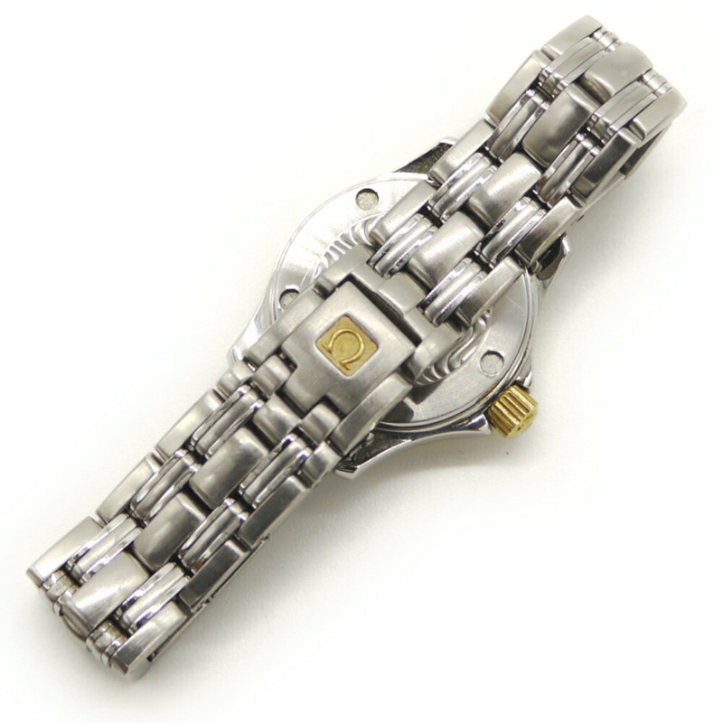 歐米茄海馬系列 120 女士石英腕錶,18K 金雙色藍色錶盤,196.1501-8