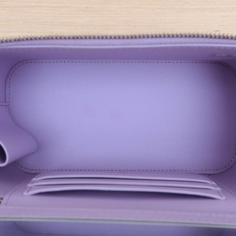 CHANEL(香奈兒) 24P 長盒子化妝包 帶鏡子 紫色  鐳射標 金扣 字母水鑽鳳梨金屬手柄 晶片開-4