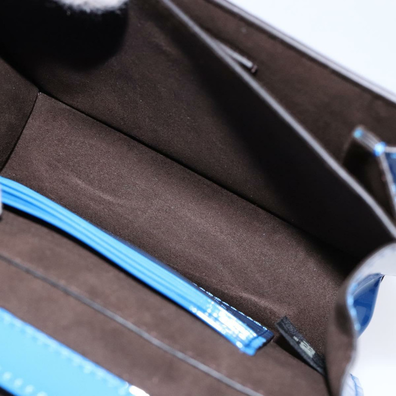 【日本直送】FENDI Curligraphy 單肩包 漆皮 藍色 正品 133349-10