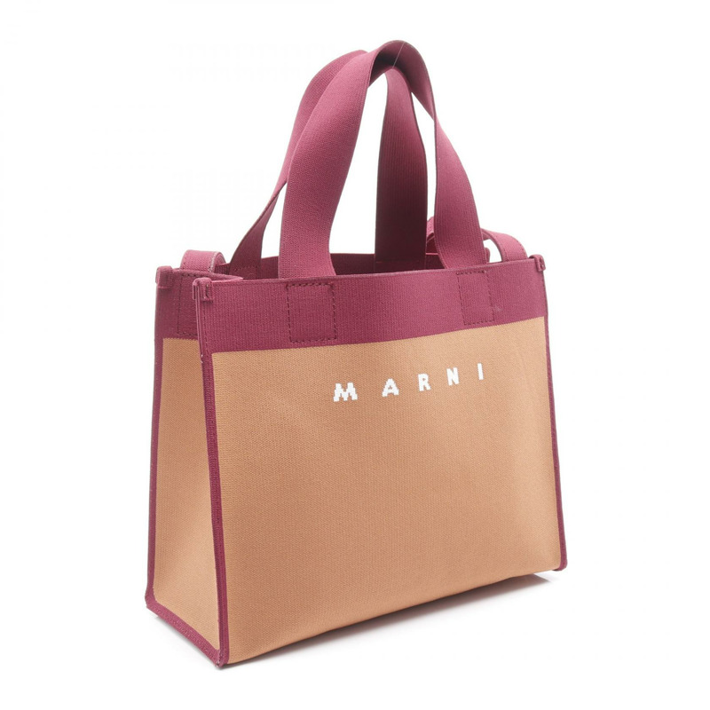 MARNI 提花小號購物手提包 SHMP0083A0 聚酯纖維 棕色 波爾多色 二手-1