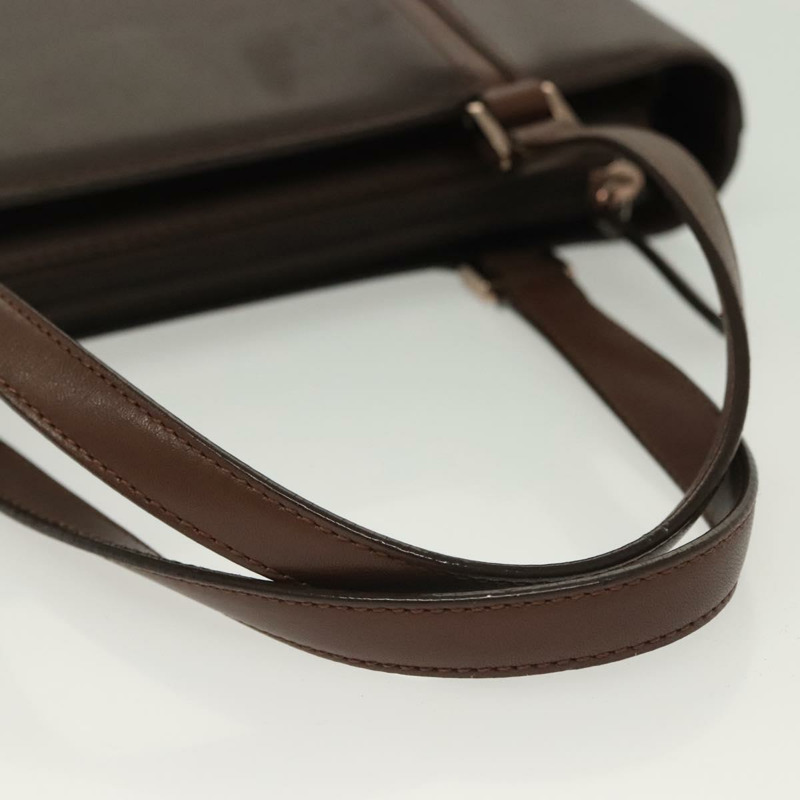 【日本直送】BURBERRY 手提包 皮革 深棕色 金色 正品 BA4719-6