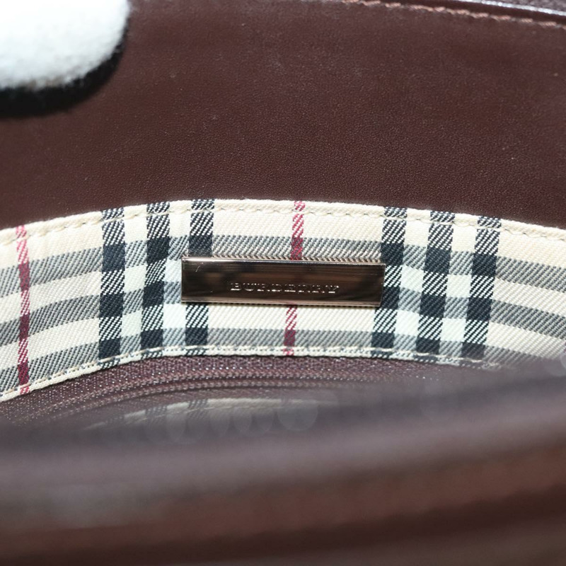 【日本直送】BURBERRY 手提包 皮革 深棕色 金色 正品 BA4719-10