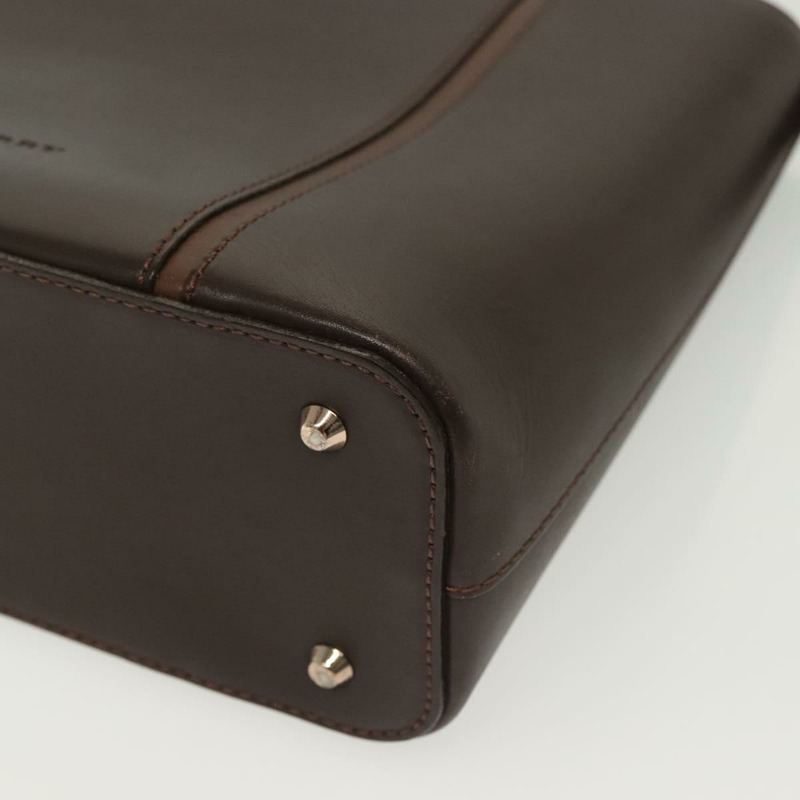 【日本直送】BURBERRY 手提包 皮革 深棕色 金色 正品 BA4719-13