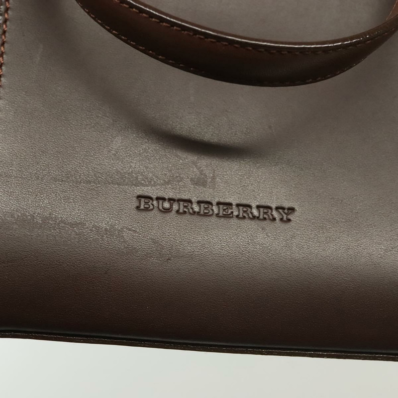 【日本直送】BURBERRY 手提包 皮革 深棕色 金色 正品 BA4719-16