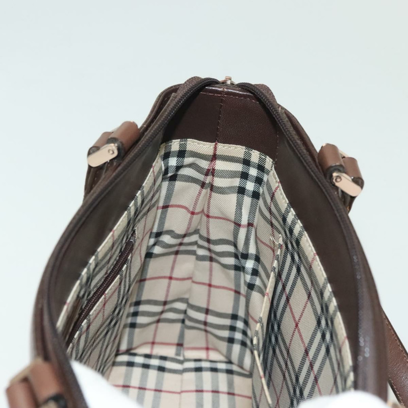 【日本直送】BURBERRY 手提包 皮革 深棕色 金色 正品 BA4719-17