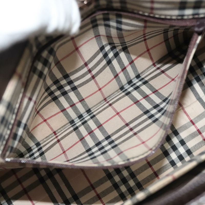 【日本直送】BURBERRY 手提包 皮革 深棕色 金色 正品 BA4719-19