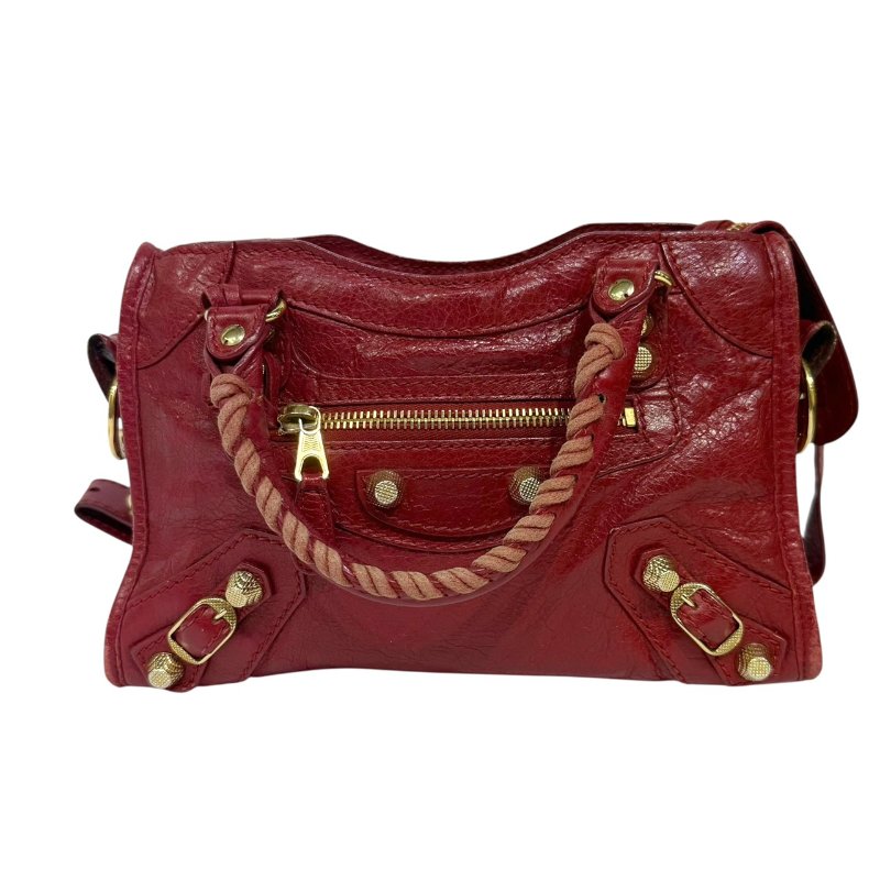 【美收精品】BALENCIAGA 紅色小CITY肩背包 3-793-0