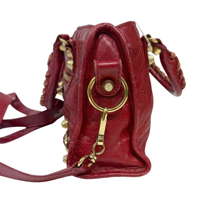【美收精品】BALENCIAGA 紅色小CITY肩背包 3-793-3