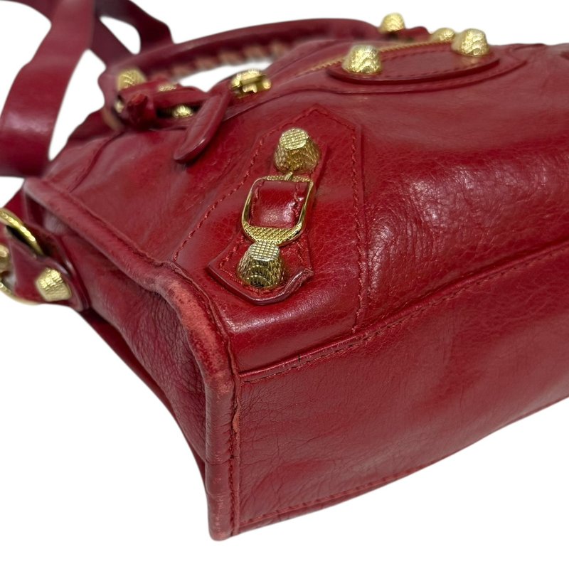 【美收精品】BALENCIAGA 紅色小CITY肩背包 3-793-6