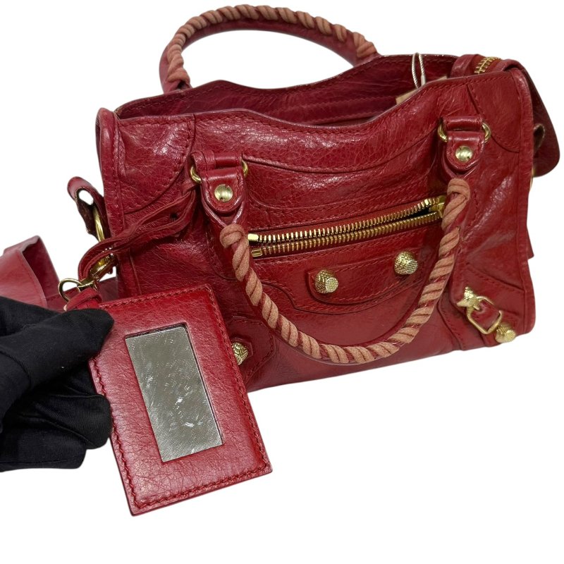 【美收精品】BALENCIAGA 紅色小CITY肩背包 3-793-11