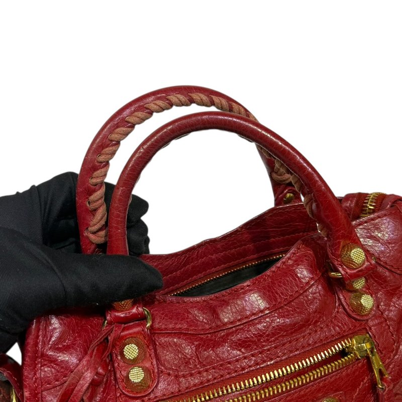 【美收精品】BALENCIAGA 紅色小CITY肩背包 3-793-12