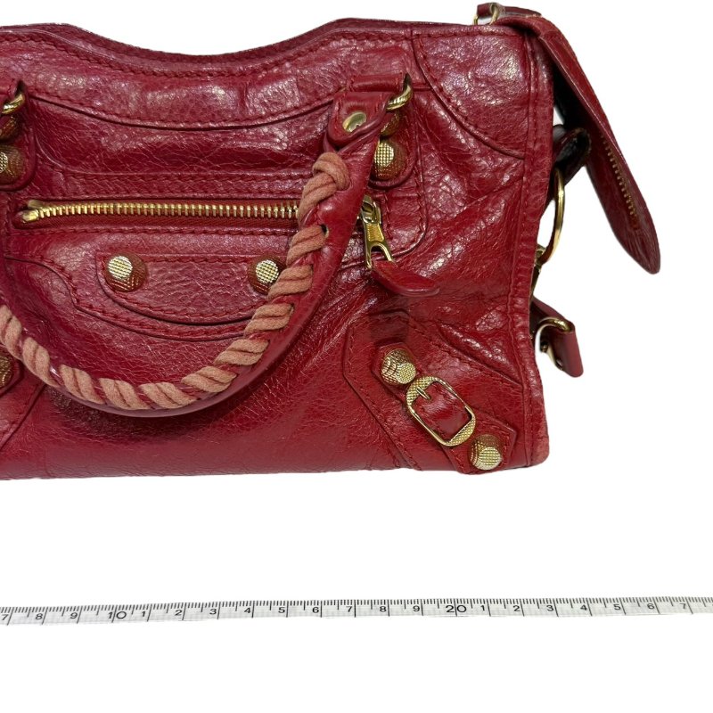 【美收精品】BALENCIAGA 紅色小CITY肩背包 3-793-16