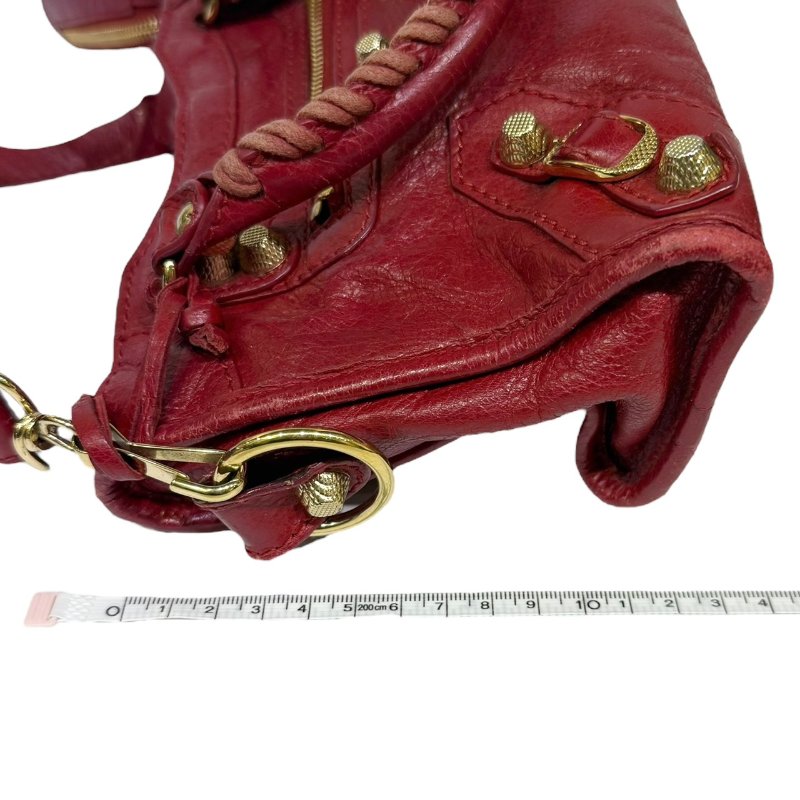 【美收精品】BALENCIAGA 紅色小CITY肩背包 3-793-17